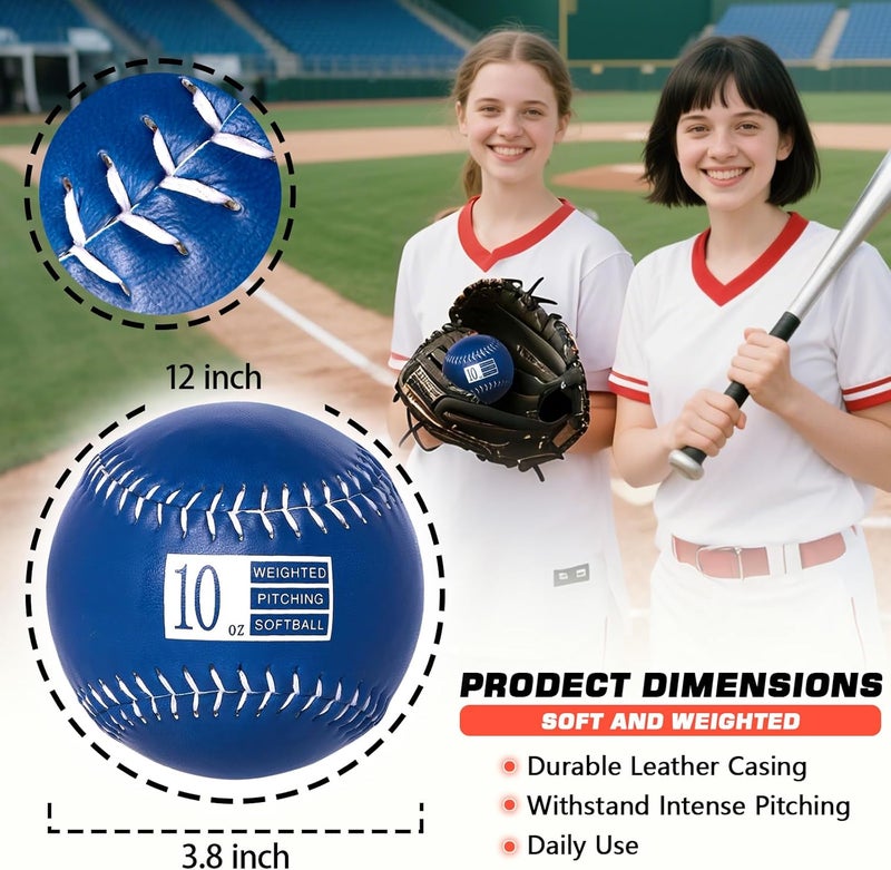 Retrora Set of 6 Weighted Softball - Training Softballs Weighted Balls for Softball with Drawstring Bag - 6oz to 12oz, 12 Inch - Help Increase Pitch Velocity - Great for All Ages & Skill Levels - Image 5